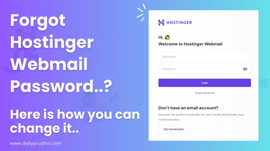 Forgot Hostinger webmail password