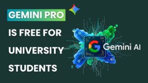 Promotional banner showing 'Google AI Pro free for university students for 1 year' with visual elements representing Google AI